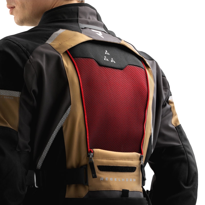 Rebelhorn Hardy 3.0 beige-grijs-rode motorjas