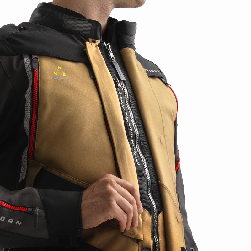 Rebelhorn Hardy 3.0 beige-grijs-rode motorjas
