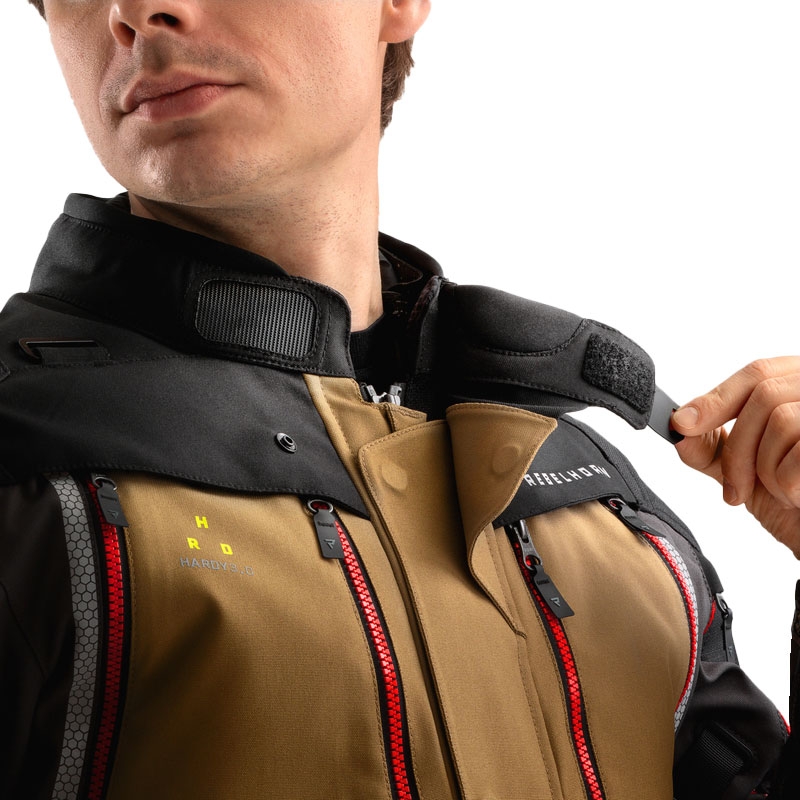 Rebelhorn Hardy 3.0 beige-grijs-rode motorjas