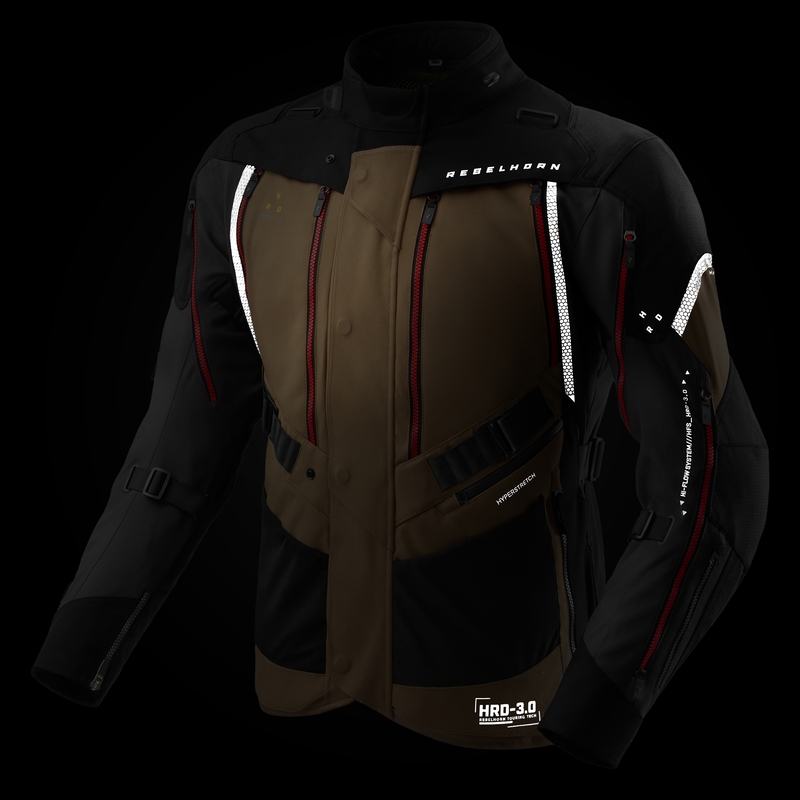Rebelhorn Hardy 3.0 beige-grijs-rode motorjas