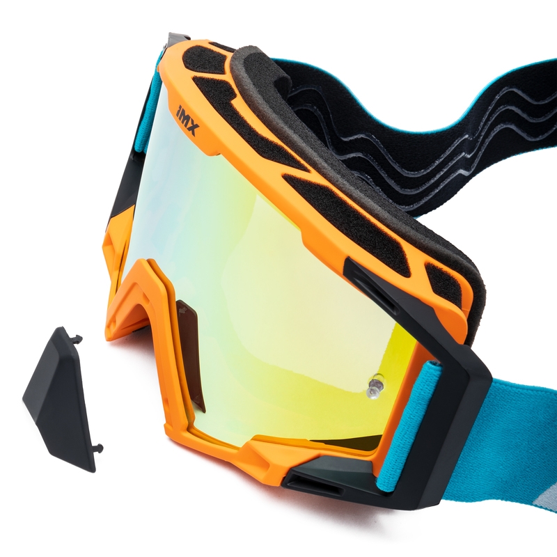 Motocrossbril iMX Sand oranje-blauw-wit met iridium plexiglas