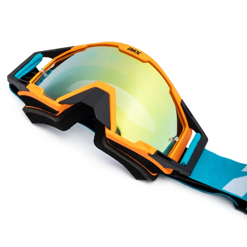 Motocrossbril iMX Sand oranje-blauw-wit met iridium plexiglas