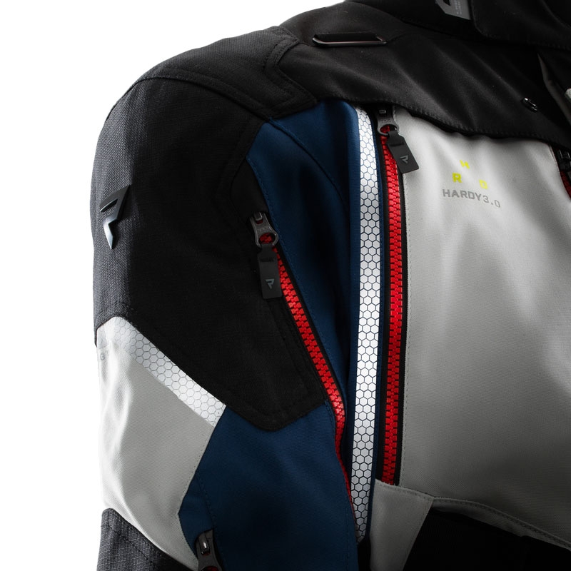 Rebelhorn Hardy 3.0 blauw-grijs-rode motorjas