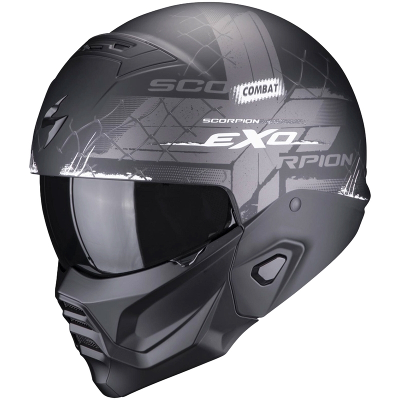 Open helm met masker Scorpion EXO-COMBAT II Xenon zwart en wit mat