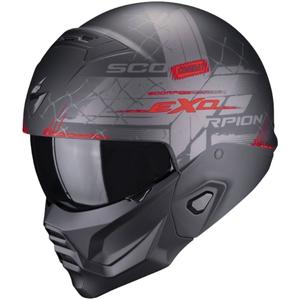 Open helm met masker Scorpion EXO-COMBAT II Xenon zwart-rood mat