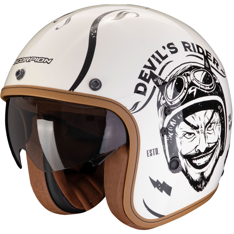 Open motorhelm Scorpion Belfast Evo ROMEO crème-zwart uitverkoop