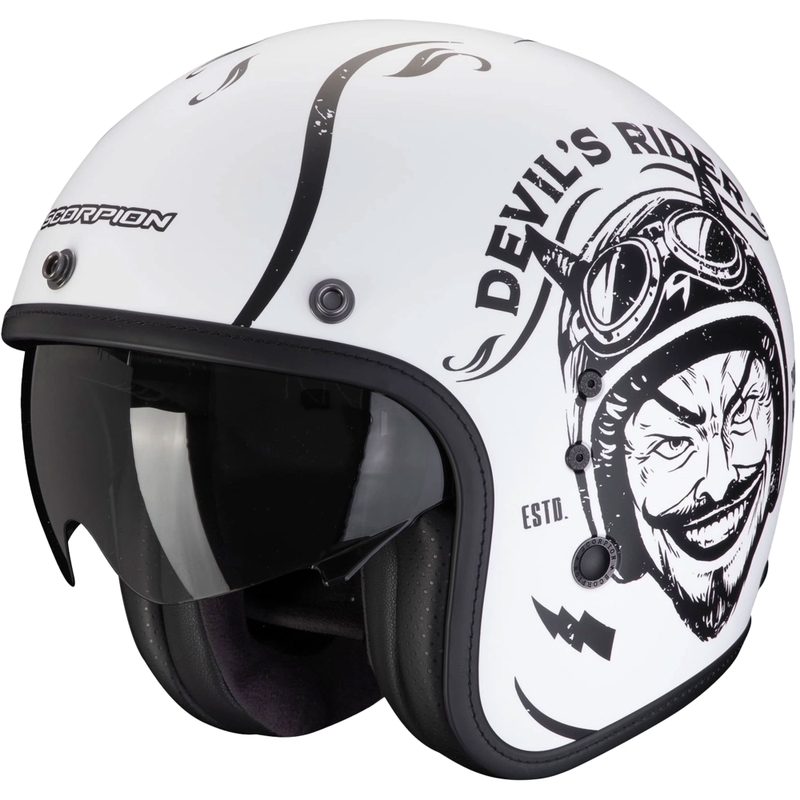 Open motorhelm Scorpion Belfast Evo ROMEO mat zwart/wit uitverkoop