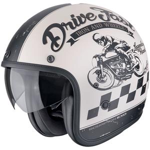 Open motorhelm Scorpion Belfast Evo DRIVE FAST mat crème-zwart
