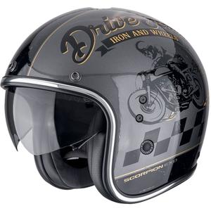 Open motorhelm Scorpion Belfast Evo DRIVE FAST zilver-zwart-goud
