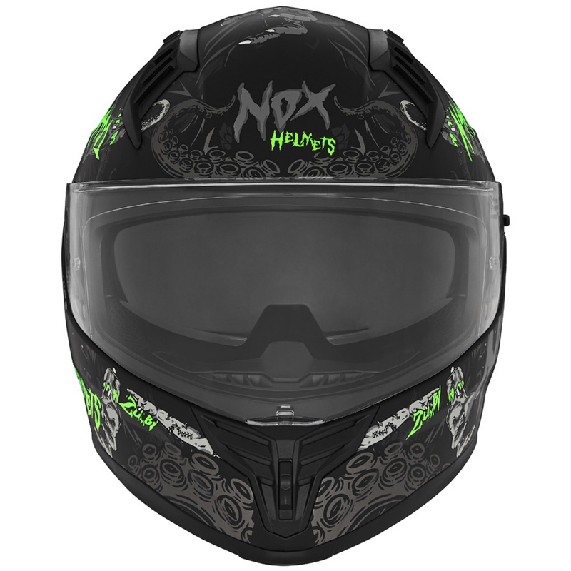 Integraal motorhelm NOX N401 ZUMBI mat zwart-fluo groen