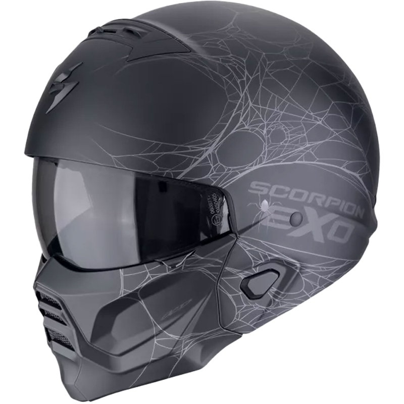 Modulaire motorhelm Scorpion EXO-COMBAT II SPIDERWEB mat zwart-zilver