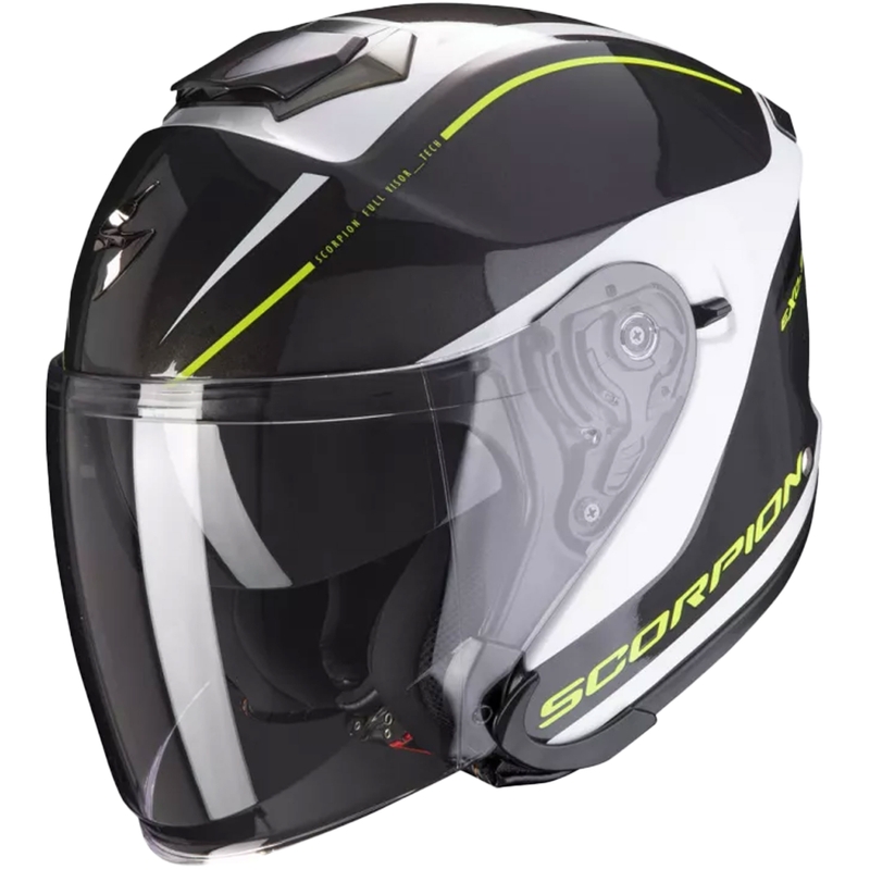 Open helm Scorpion EXO-S1 Shadow zwart-wit-fluogeel