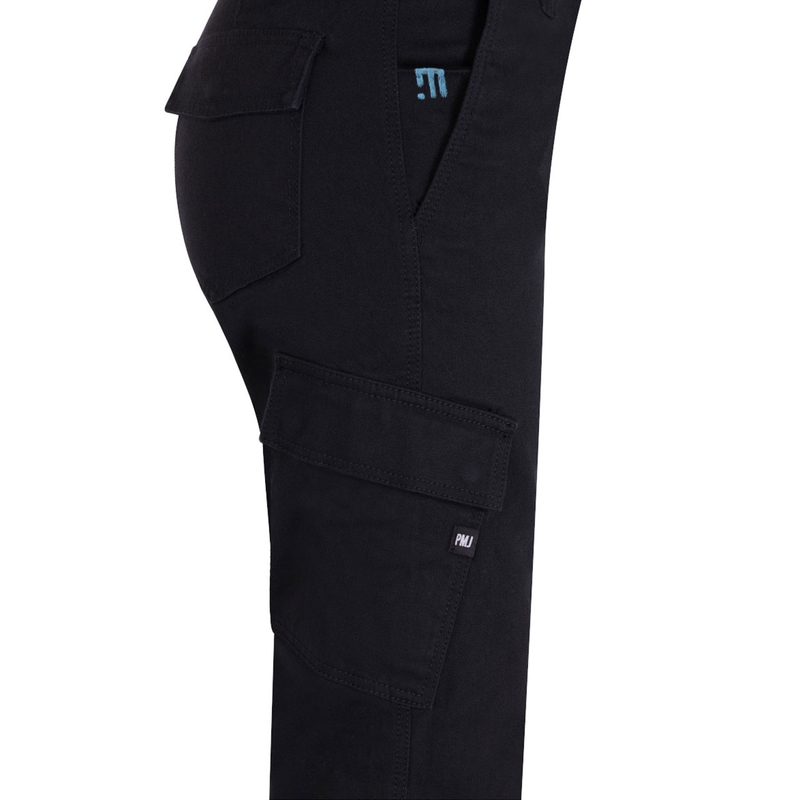 Dames motorjeans PMJ Electra Cargo zwart uitverkoop