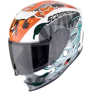 Kinder motorhelm Scorpion EXO-JNR AIR The4elements wit-blauw-oranje