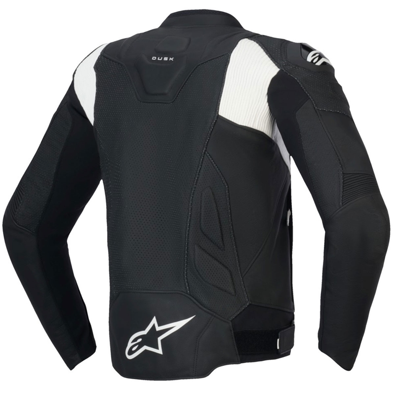 Alpinestars Dusk Airflow leren motorjack zwart-wit