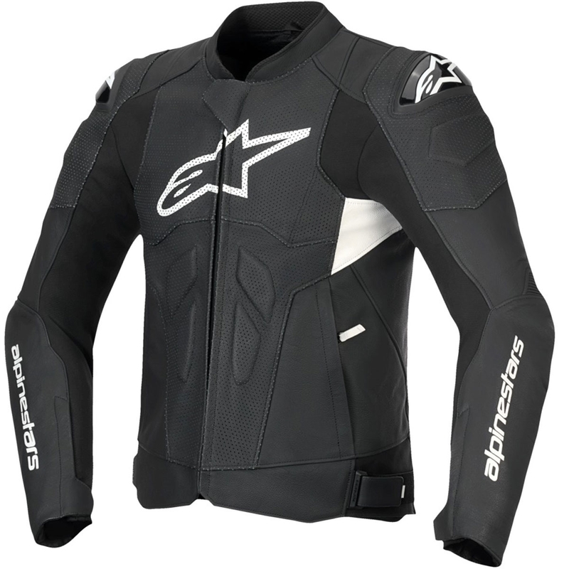 Alpinestars Dusk Airflow leren motorjack zwart-wit