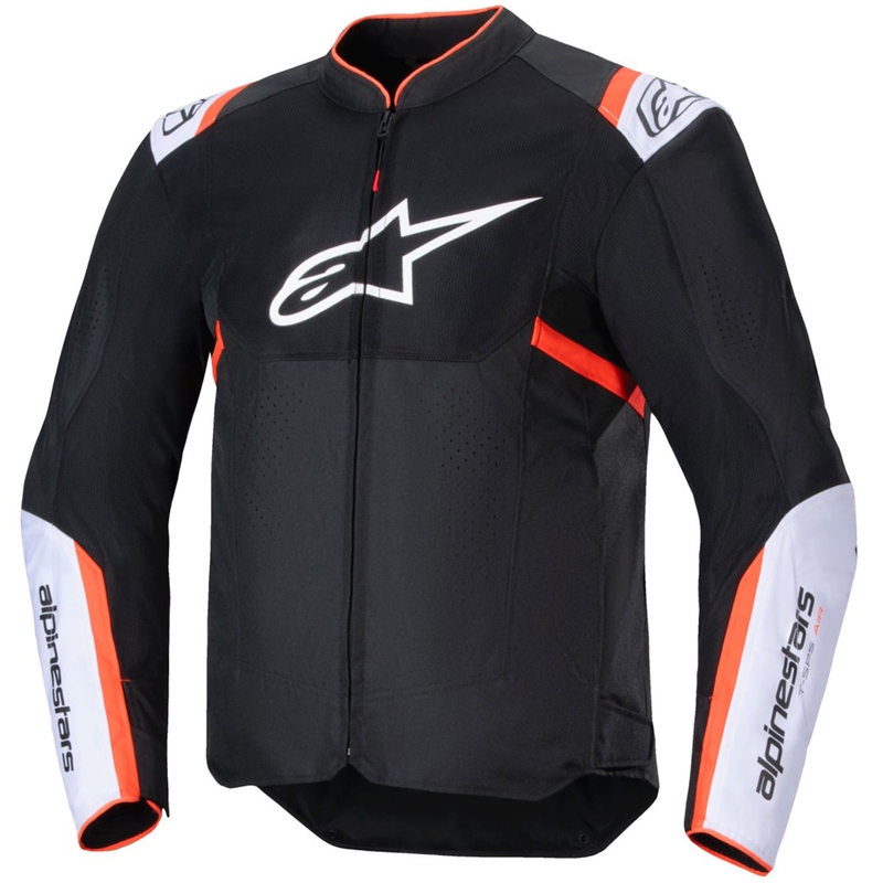 Alpinestars T-SPS Air V2 motorjack zwart-wit-fluo rood