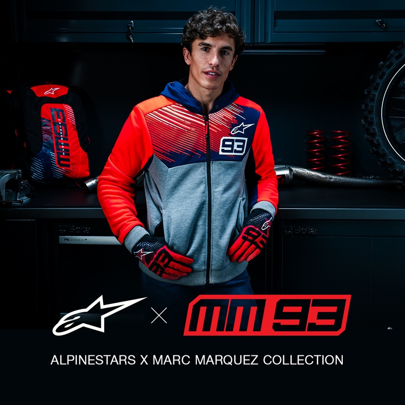 Alpinestars Chrome V2 Sport Hoodie MM93 collectie lichtgrijs-blauw-fluorrood