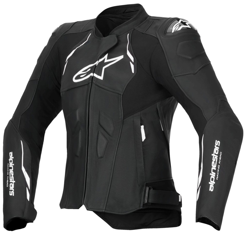 Alpinestars Stella Dusk dames leren motorjack zwart-wit