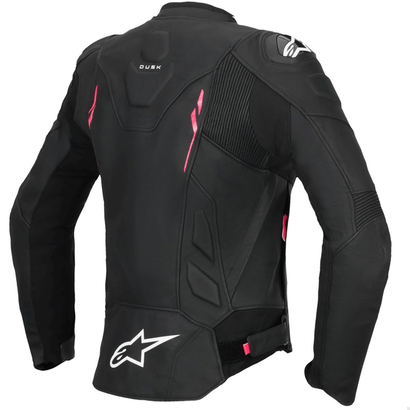 Alpinestars Stella Dusk dames leren motorjack zwart-roze-wit