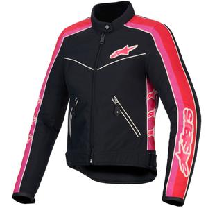 Alpinestars Stella T-Dyno Waterbestendig Dames Motorjack Zwart-Rood-Roze