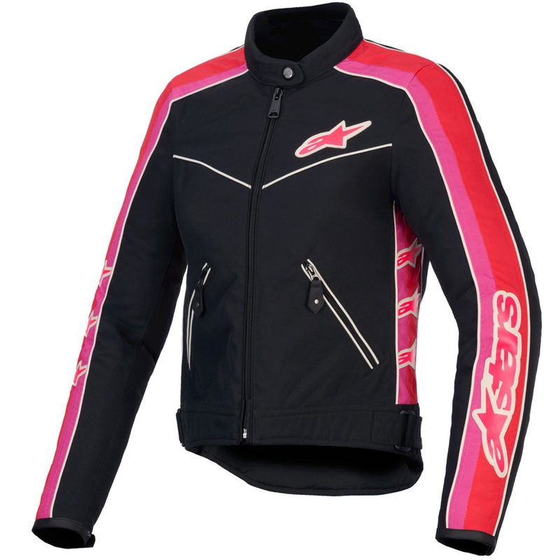 Alpinestars Stella T-Dyno Waterbestendig Dames Motorjack Zwart-Rood-Roze