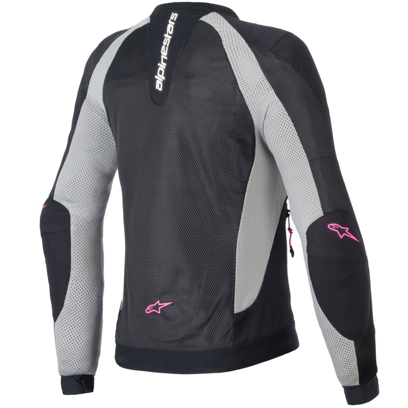 Alpinestars STELLA TROOP-AIR dames motorjack zwart-grijs-fluo roze