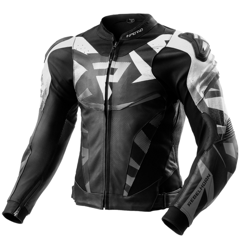 Rebelhorn Inferno leren motorjas zwart-wit