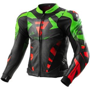 Rebelhorn Inferno leren motorjack zwart-groen-rood