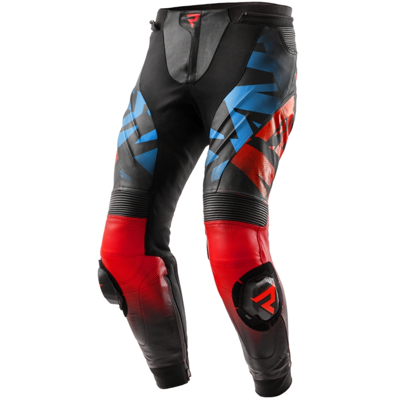 Leren motorbroek Rebelhorn Inferno zwart-blauw-wit-rood