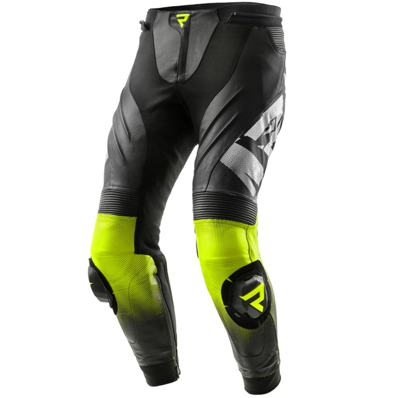 Rebelhorn Inferno zwart-fluo gele leren motorbroek