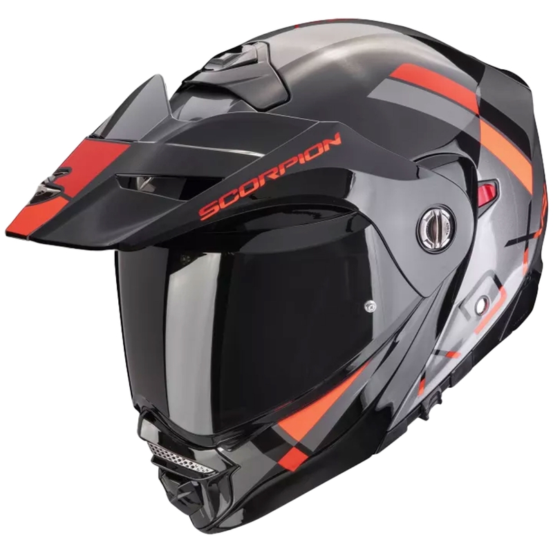 Opklapbare motorhelm Scorpion ADX-2 GALANE zilver-zwart-rood uitverkoop