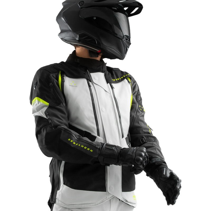 Rebelhorn Hardy 3.0 zwart-grijs-fluo gele motorjas