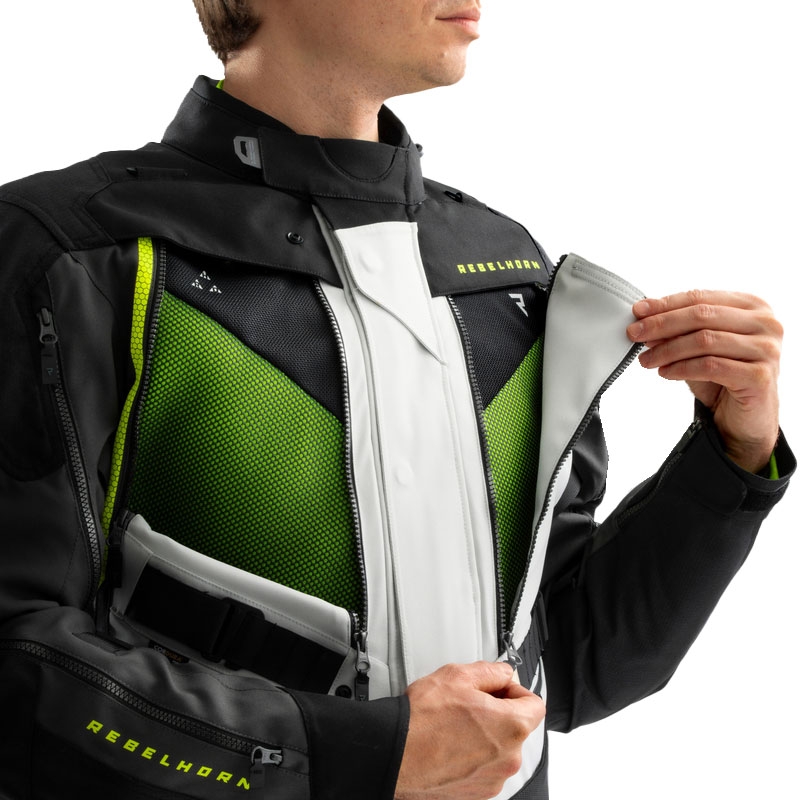 Rebelhorn Hardy 3.0 zwart-grijs-fluo gele motorjas