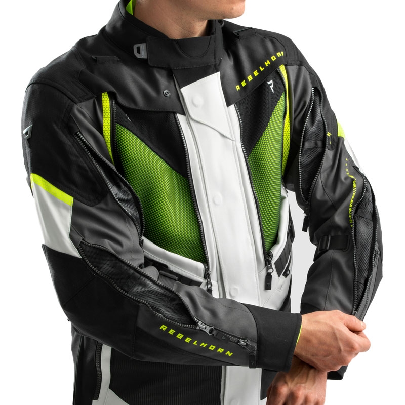 Rebelhorn Hardy 3.0 zwart-grijs-fluo gele motorjas