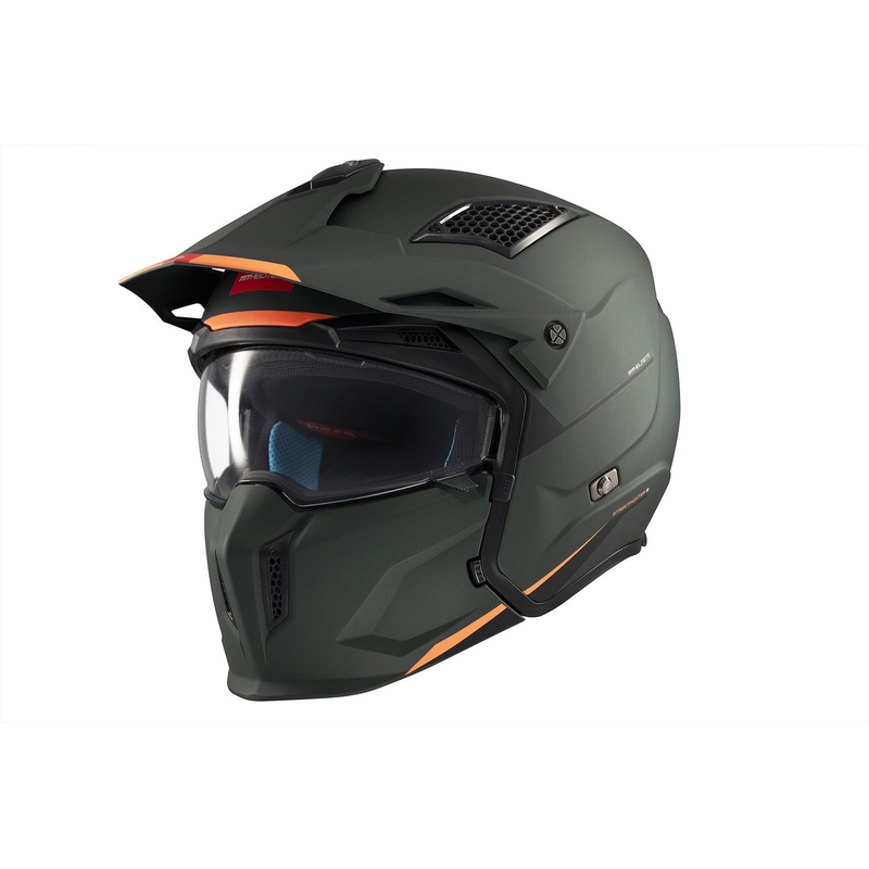 Open helm met masker MT Streetfighter SV S Solid A6 matgroen met iridium vizier
