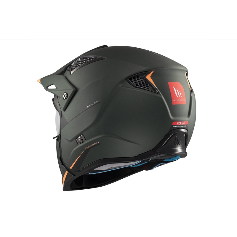 Open helm met masker MT Streetfighter SV S Solid A6 matgroen met iridium vizier