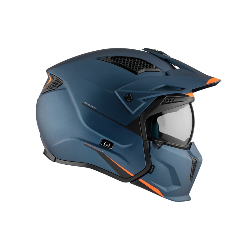 Open helm met masker MT Streetfighter SV S Solid A7 matblauw met iridium vizier