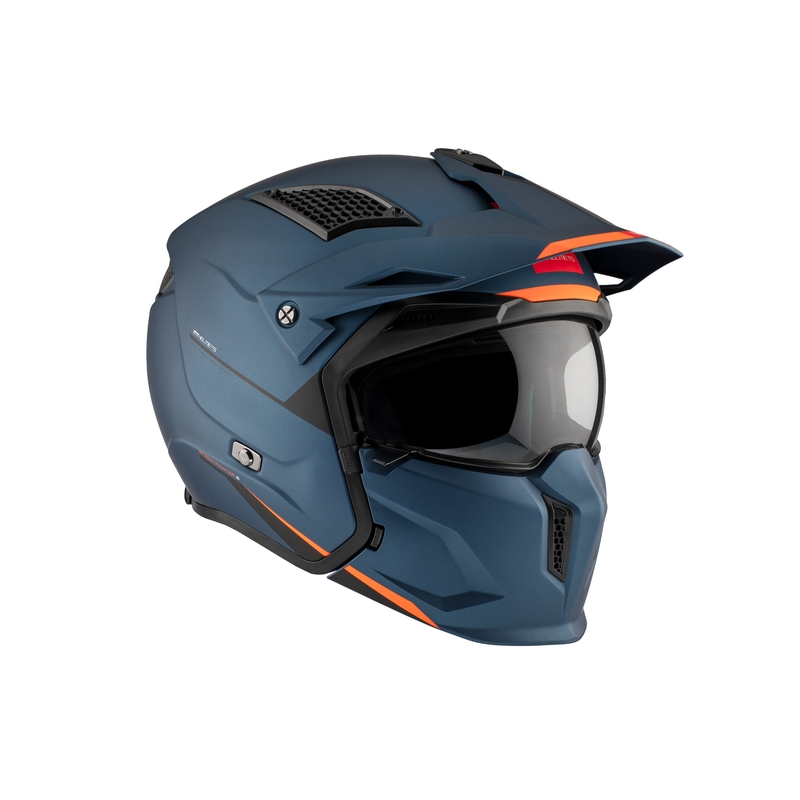 Open helm met masker MT Streetfighter SV S Solid A7 matblauw met iridium vizier