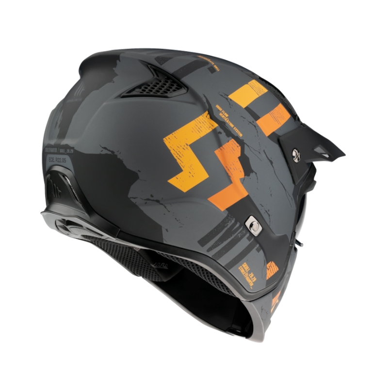 Open helm met masker MT Streetfighter Skull 2020 grijsoranje met iridium vizier