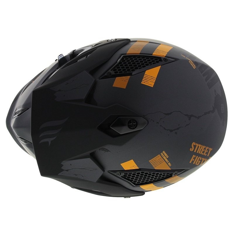 Open helm met masker MT Streetfighter SV S Skull A12 grijs-oranje met iridium vizier