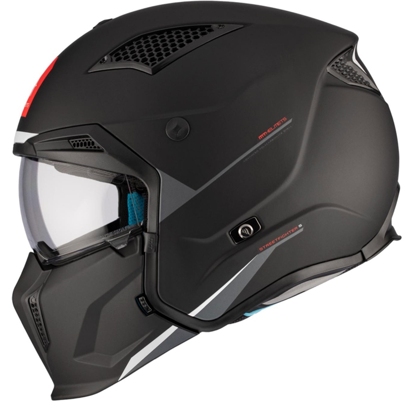 Open helm met masker MT Streetfighter SV S Solid A1 zwart mat met iridium vizier