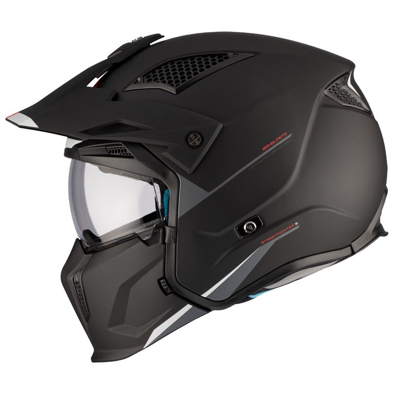 Open helm met masker MT Streetfighter SV S Solid A1 zwart mat met iridium vizier