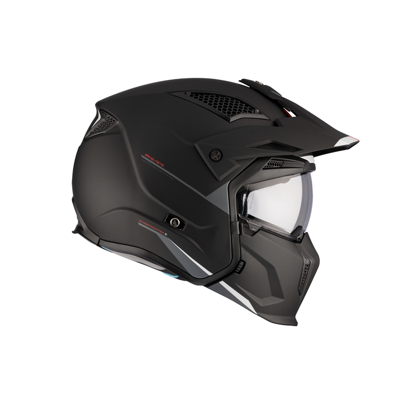 Open helm met masker MT Streetfighter SV S Solid A1 zwart mat met iridium vizier