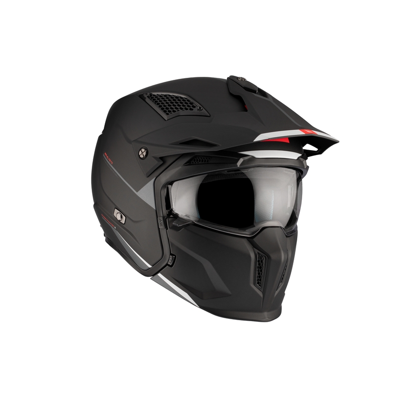 Open helm met masker MT Streetfighter SV S Solid A1 zwart mat met iridium vizier