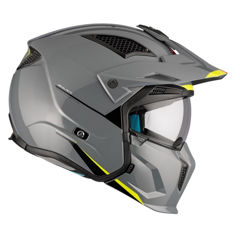Open helm met masker MT Streetfighter SV S Solid A22 glanzend grijs met iridium vizier