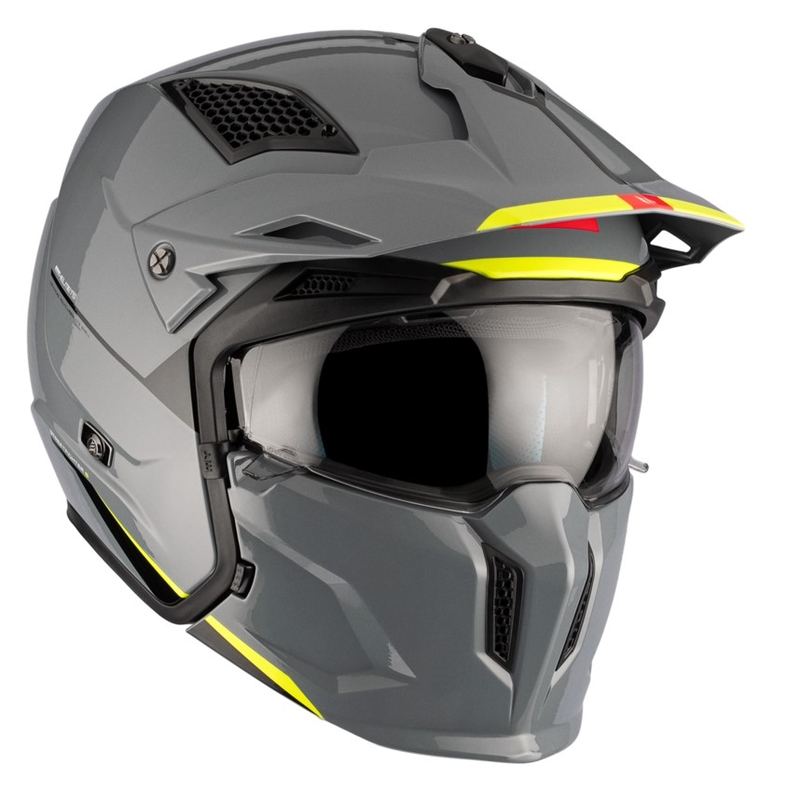 Open helm met masker MT Streetfighter SV S Solid A22 glanzend grijs met iridium vizier