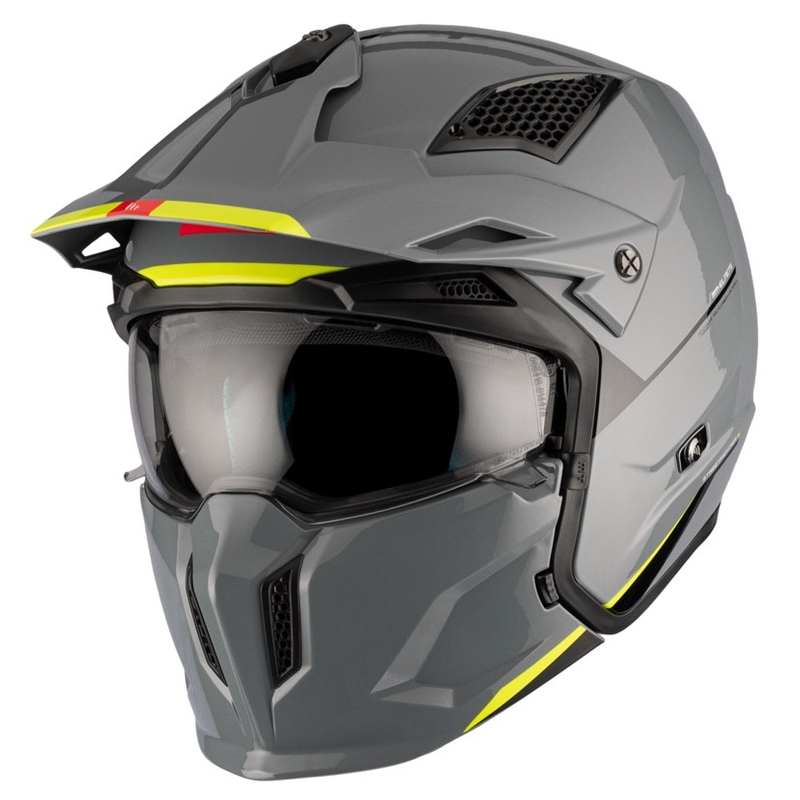 Open helm met masker MT Streetfighter SV S Solid A22 glanzend grijs met iridium vizier