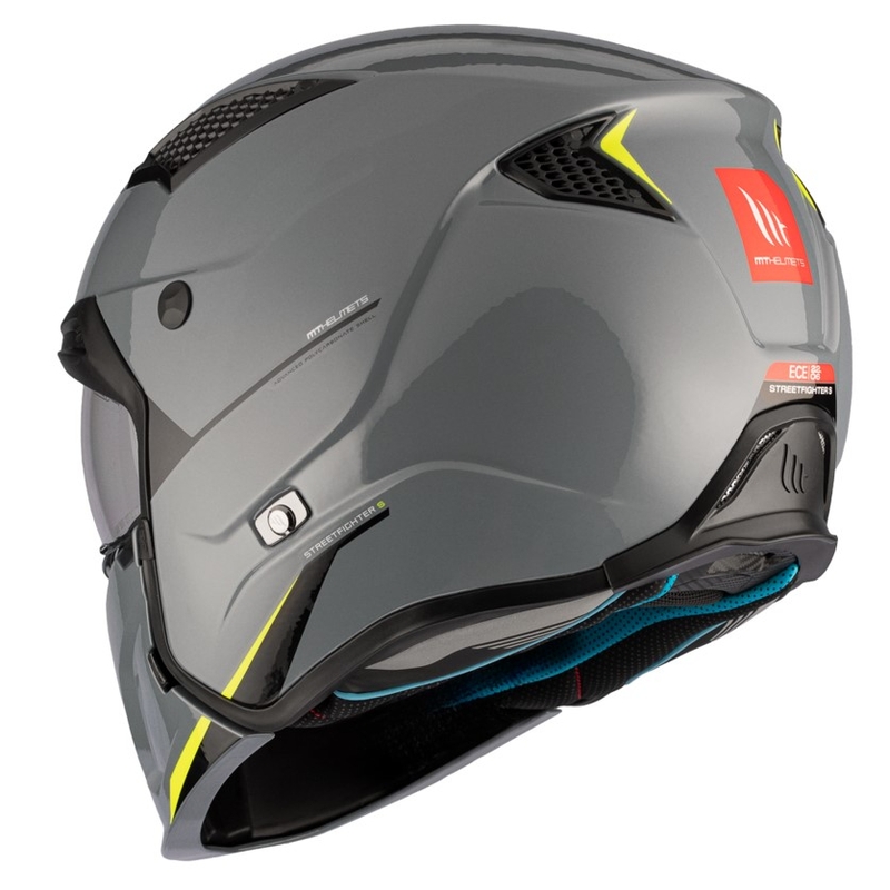 Open helm met masker MT Streetfighter SV S Solid A22 glanzend grijs met iridium vizier