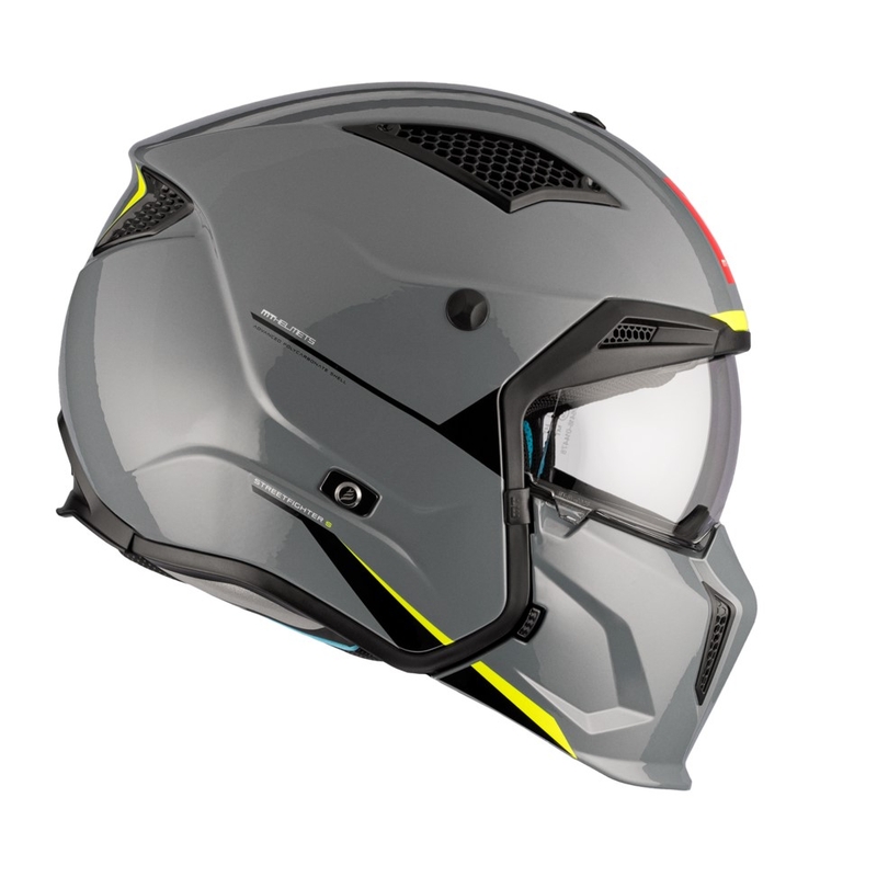 Open helm met masker MT Streetfighter SV S Solid A22 glanzend grijs met iridium vizier